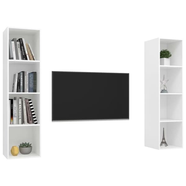 vidaXL Vegghengte TV-benker 2 stk hvit sponplate
