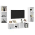 Miniatyrbilde 3 av 7: vidaXL TV-benksett 3 deler hvit sponplate