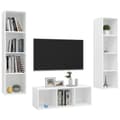 Miniatyrbilde 3 av 7: vidaXL TV-benksett 3 deler hvit sponplate