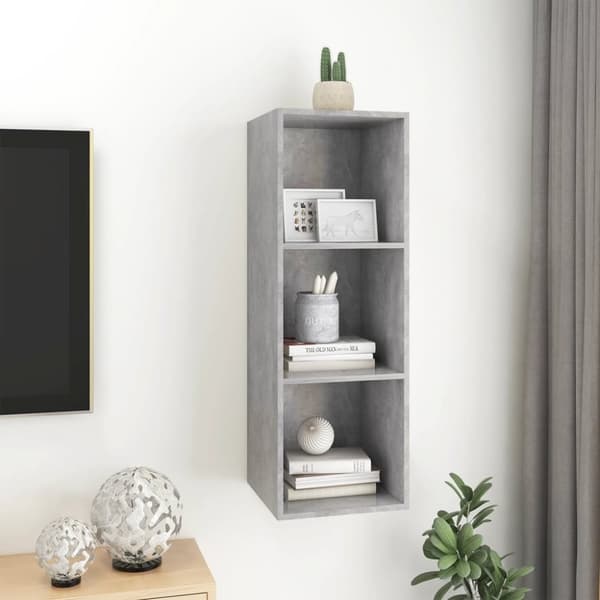 vidaXL Vegghengt TV-benk betonggrå 37x37x107 cm sponplate