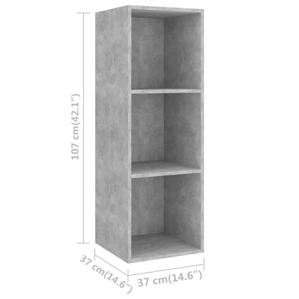 vidaXL Vegghengt TV-benk betonggrå 37x37x107 cm sponplate