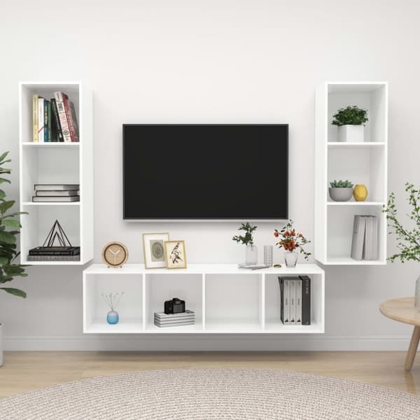 vidaXL 3-osainen TV-kaappisarja valkoinen lastulevy