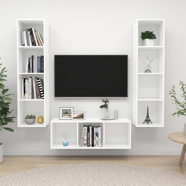 vidaXL 3-osainen TV-kaappisarja valkoinen lastulevy
