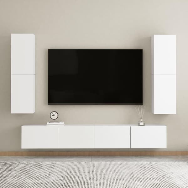 vidaXL TV-benk hvit 30,5x30x110 cm sponplate