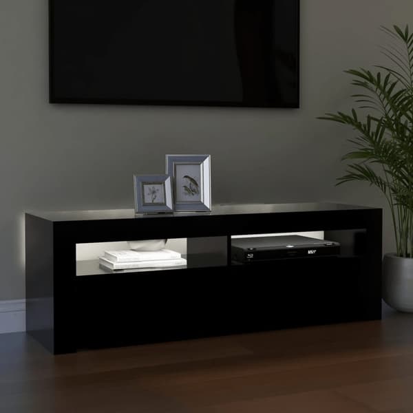 vidaXL TV-benk med LED-lys svart 120x35x40 cm