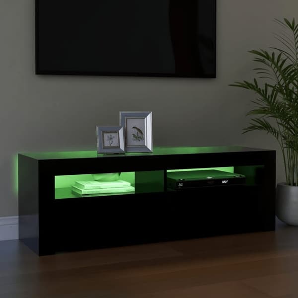 vidaXL TV-benk med LED-lys svart 120x35x40 cm