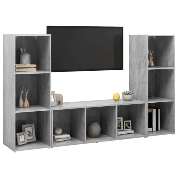 vidaXL TV-tasot 3 kpl betoninharmaa 107x35x37 cm lastulevy