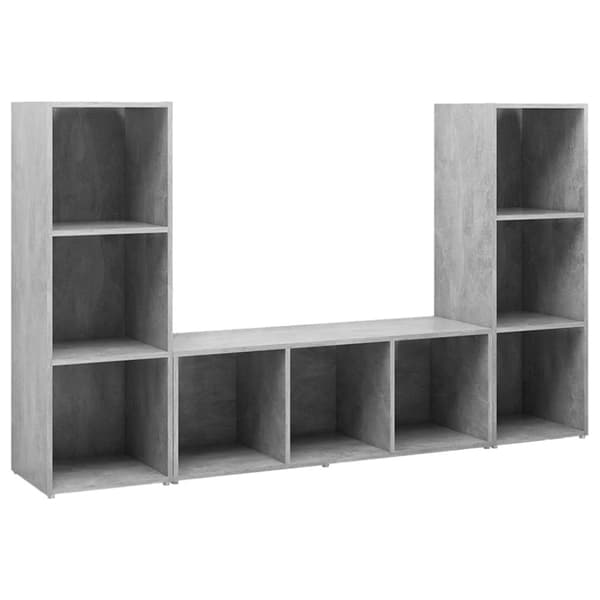 vidaXL TV-tasot 3 kpl betoninharmaa 107x35x37 cm lastulevy