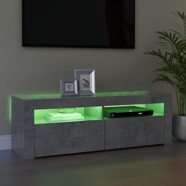 vidaXL tv-bord med LED-lys 120x35x40 cm betongrå