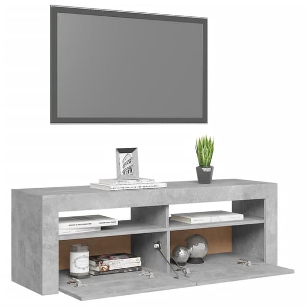 vidaXL tv-bord med LED-lys 120x35x40 cm betongrå