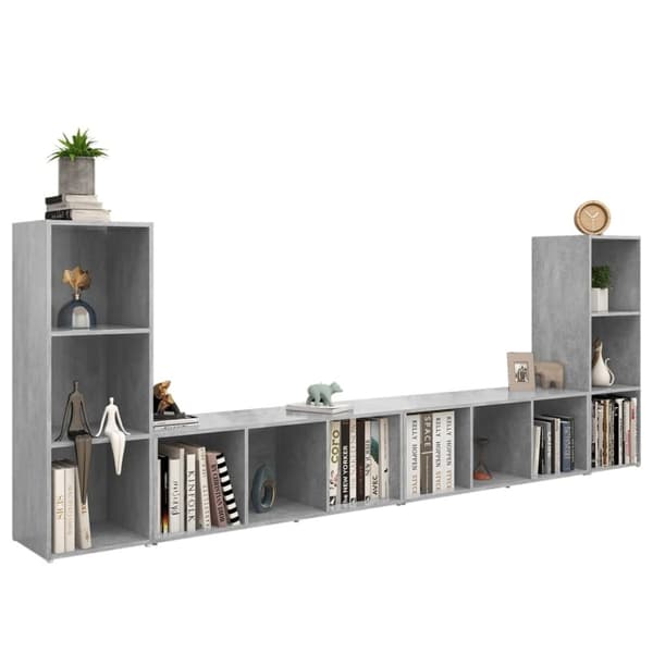 vidaXL TV-benker 4 stk betonggrå 107x35x37 cm sponplate