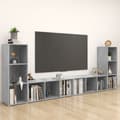 Miniatyrbilde 1 av 8: vidaXL TV-benker 4 stk betonggrå 107x35x37 cm sponplate