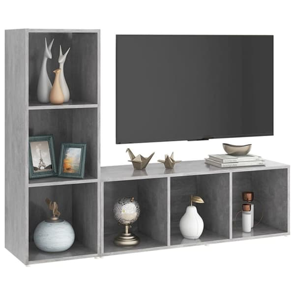 vidaXL TV-skåp 2 st betonggrå 107x35x37 cm spånskiva