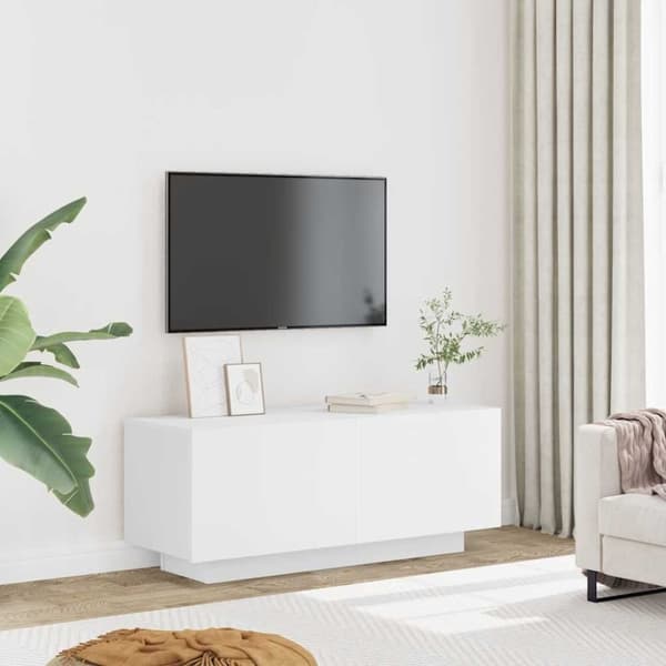 vidaXL TV-benk hvit 100x35x40 cm konstruert tre