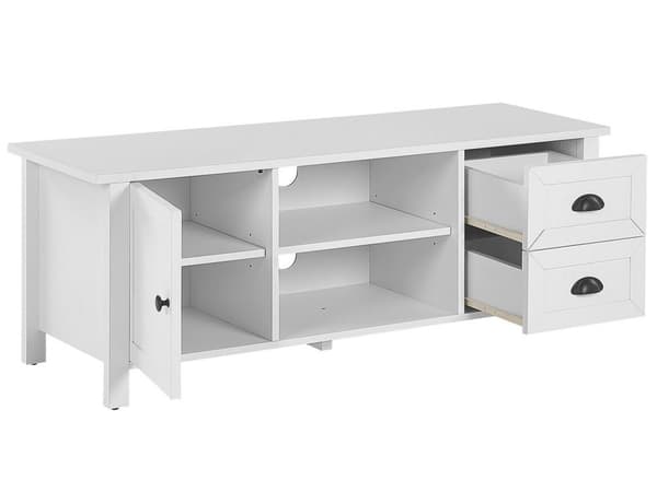 TV-Stander Hvid MDF op til 54ʺ Rustikke Skabsskuffer Hylder Kabelstyring Stue