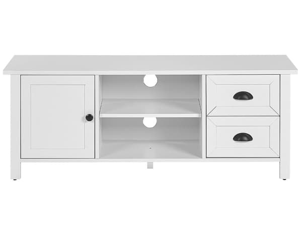 TV-Stander Hvid MDF op til 54ʺ Rustikke Skabsskuffer Hylder Kabelstyring Stue