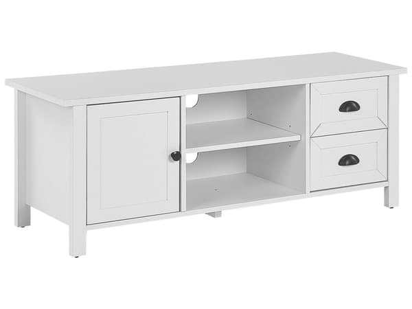 TV-Stander Hvid MDF op til 54ʺ Rustikke Skabsskuffer Hylder Kabelstyring Stue