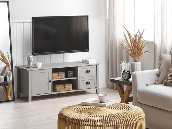TV-Stander Lysegrå MDF op til 54ʺ Rustikke Skabsskuffer Hylder Kabelstyring Stue