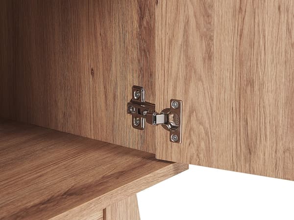 TV Bord Lyst Træ 140 x 40 x 45 cm Lav Fjernsynsbord med Skab Døre og Skuffer Opbevaring Tvbænk Stuen Tilbehør Tv Møbel med Kabelgennemføring