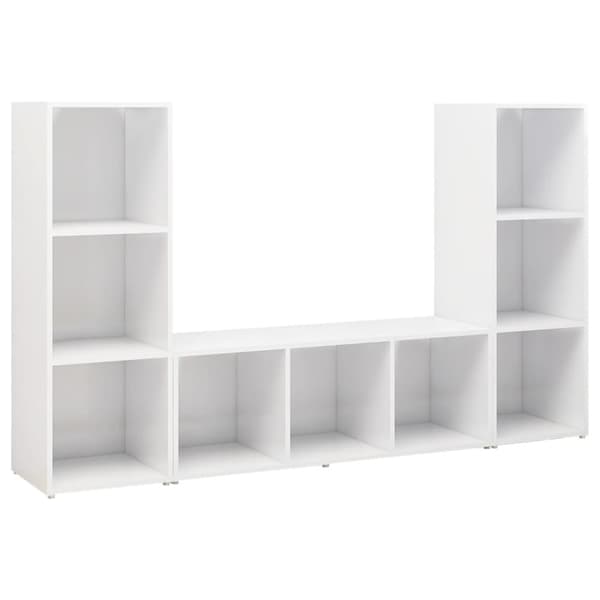 vidaXL TV-skåp 3 delar vit 107x35x37 cm spånskiva