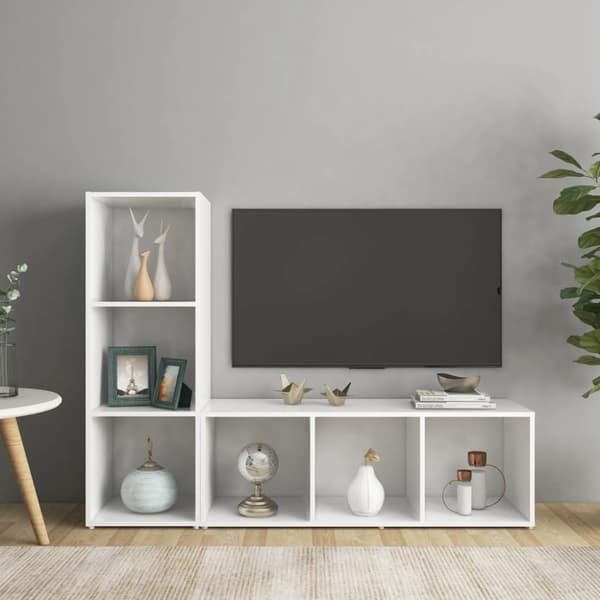 vidaXL TV-skåp 2 st vit 107x35x37 cm spånskiva