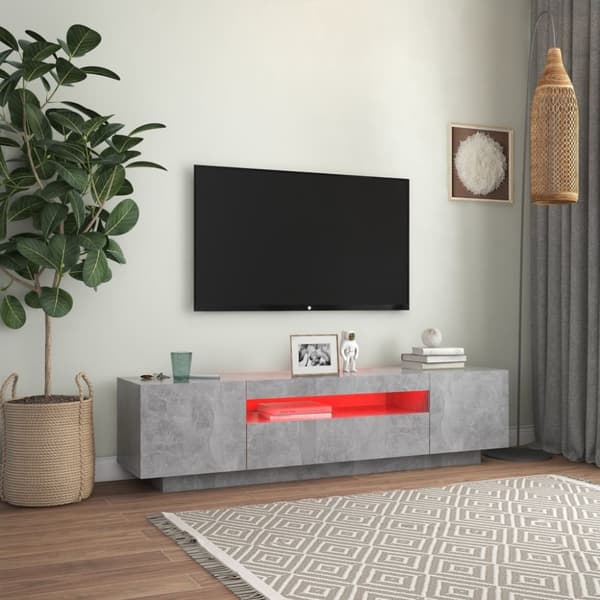 vidaXL TV-benk med LED-lys betonggrå 160x35x40 cm
