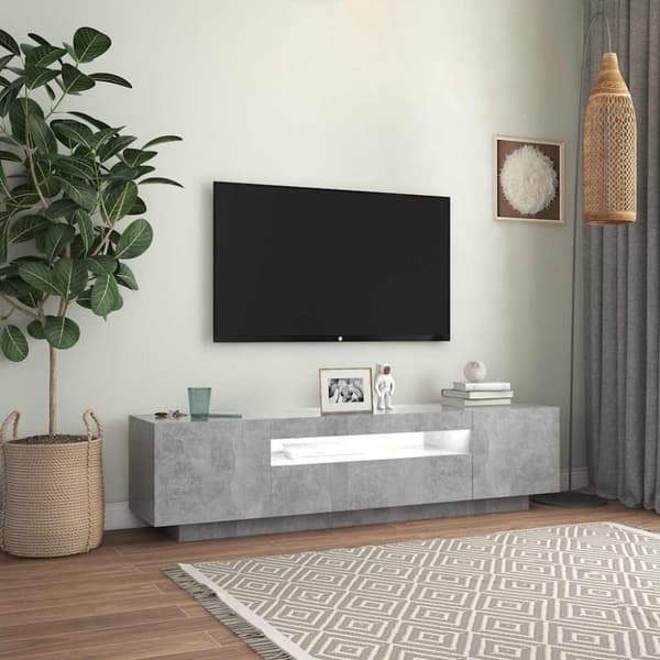 vidaXL TV-benk med LED-lys betonggrå 160x35x40 cm