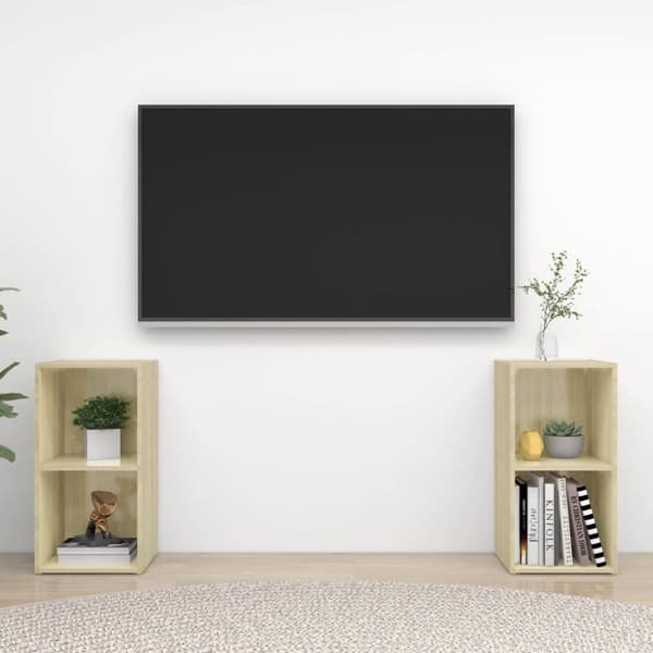 vidaXL tv-skabe 2 stk. 72x35x36,5 cm konstrueret træ sonoma-eg
