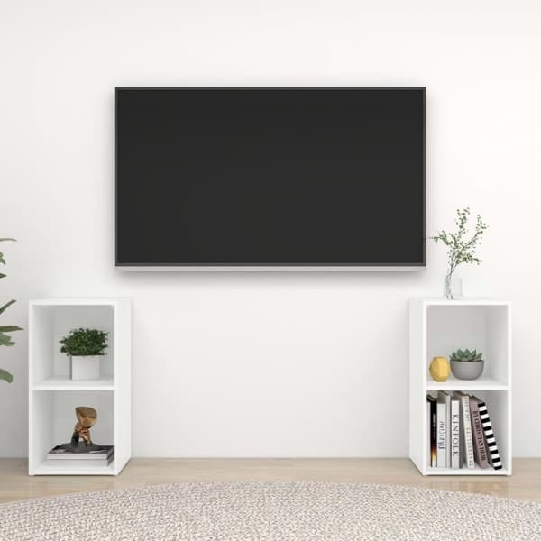vidaXL TV-skåp 2 delar vit 72x35x36,5 cm spånskiva
