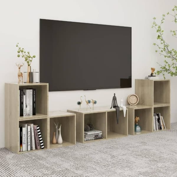 vidaXL TV-benksett 6 deler sonoma eik sponplate