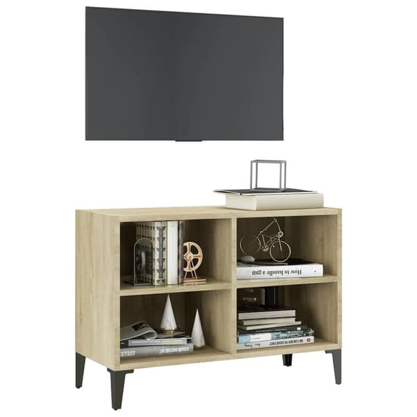 vidaXL TV-benk med metallben sonoma eik 69,5x30x50 cm