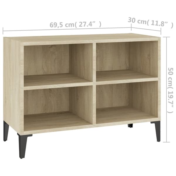vidaXL TV-benk med metallben sonoma eik 69,5x30x50 cm