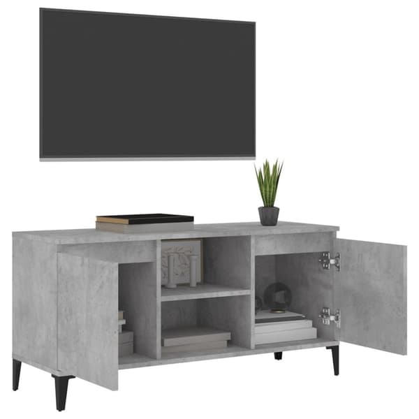 vidaXL TV-benk med metallben betonggrå 103,5x35x50 cm