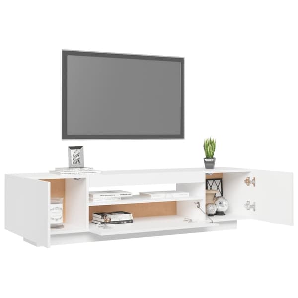 vidaXL tv-skab med LED-lys 160x35x40 cm hvid