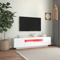Miniatyrbild 4 av 11: vidaXL TV-bänk med LED-belysning vit högglans 160x35x40 cm