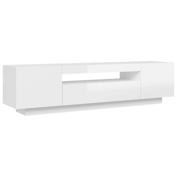 vidaXL TV-bänk med LED-belysning vit högglans 160x35x40 cm