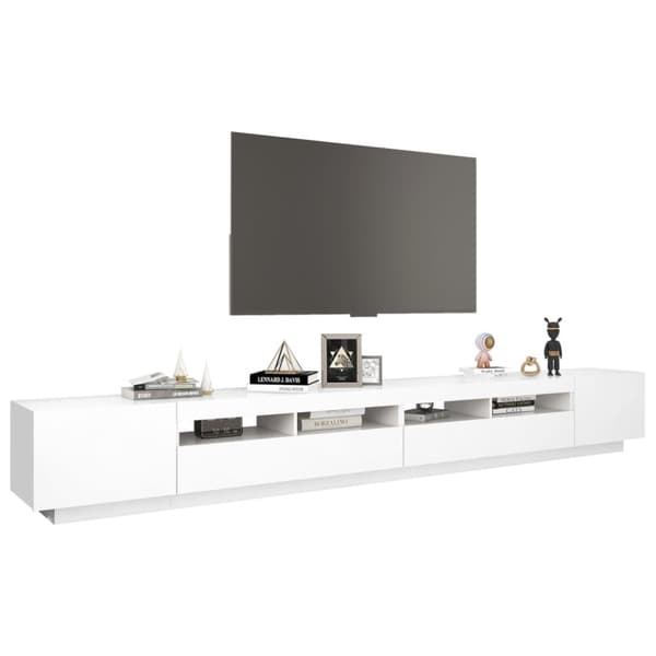 vidaXL TV-bänk med LED-belysning vit 300x35x40 cm