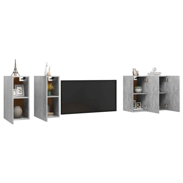 vidaXL TV-benker 4 stk betonggrå 30,5x30x60 cm sponplate