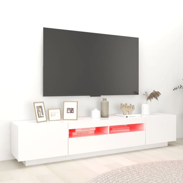 vidaXL TV-bänk med LED-belysning vit 200x35x40 cm
