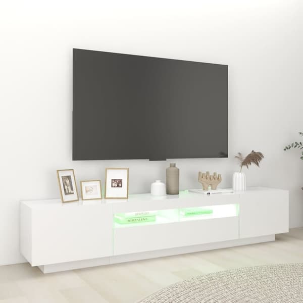 vidaXL TV-bänk med LED-belysning vit 200x35x40 cm
