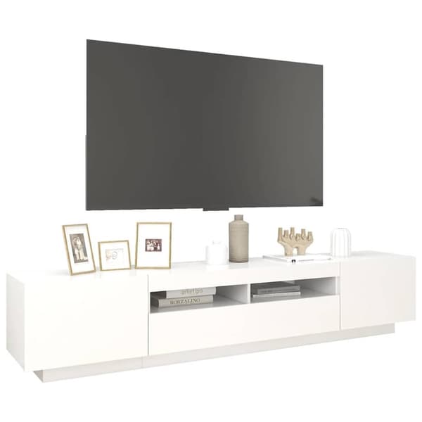 vidaXL TV-bänk med LED-belysning vit 200x35x40 cm