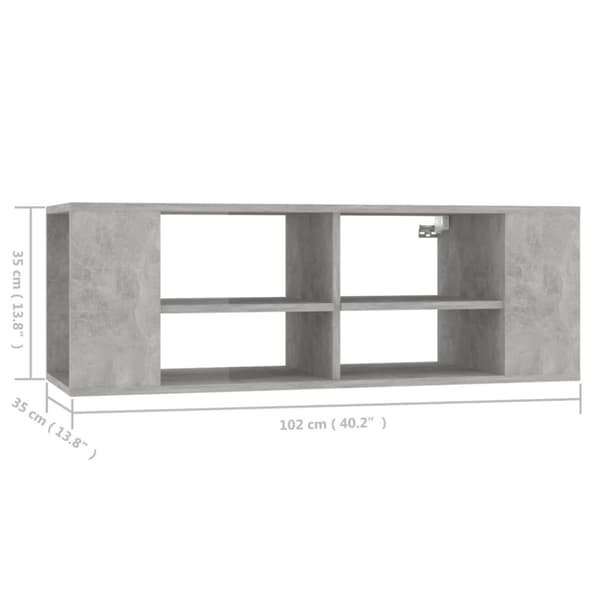 vidaXL Vegghengt TV-benk betonggrå 102x35x35 cm konstruert tre