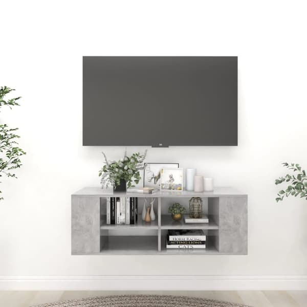 vidaXL Vegghengt TV-benk betonggrå 102x35x35 cm konstruert tre