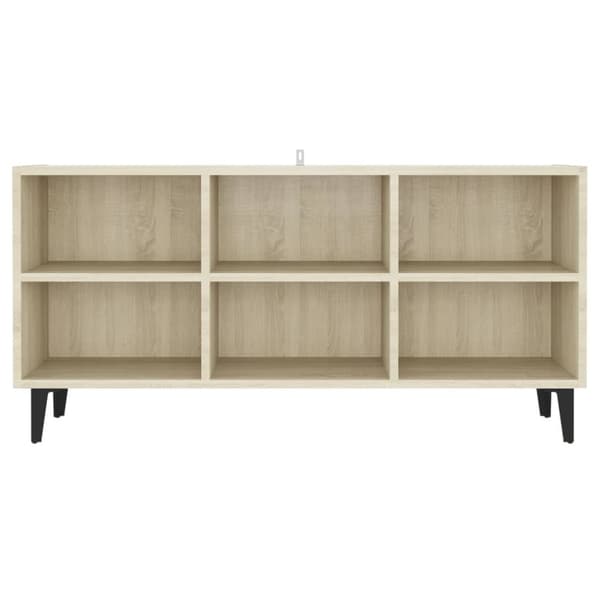 vidaXL TV-bänk med metallben sonoma-ek 103,5x30x50 cm