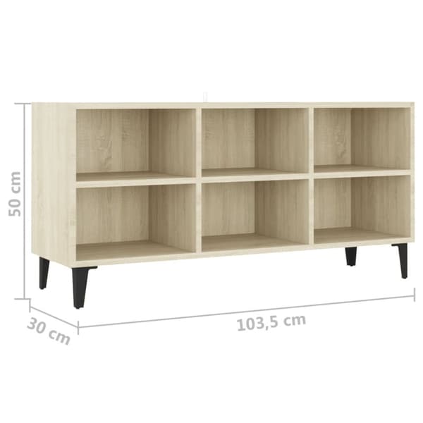 vidaXL TV-bänk med metallben sonoma-ek 103,5x30x50 cm
