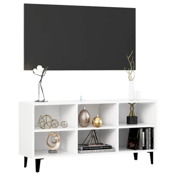 vidaXL TV-benk med metallben hvit 103,5x30x50 cm