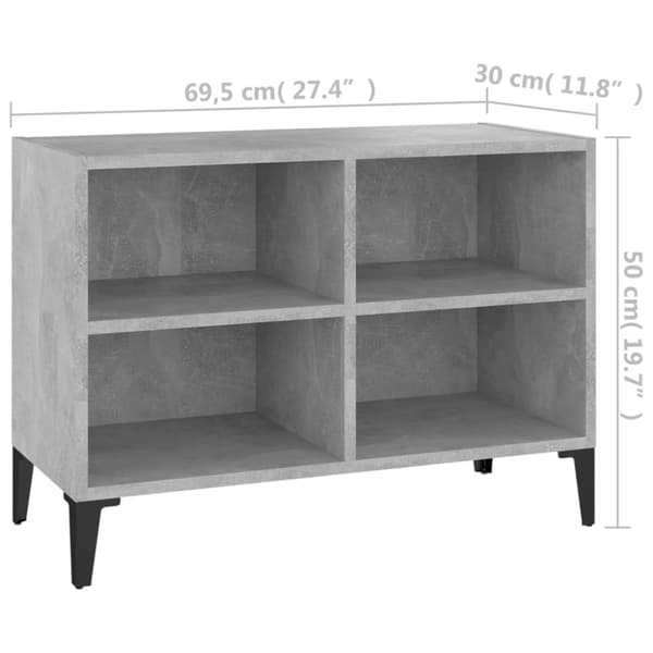 vidaXL TV-benk med metallben betonggrå 69,5x30x50 cm