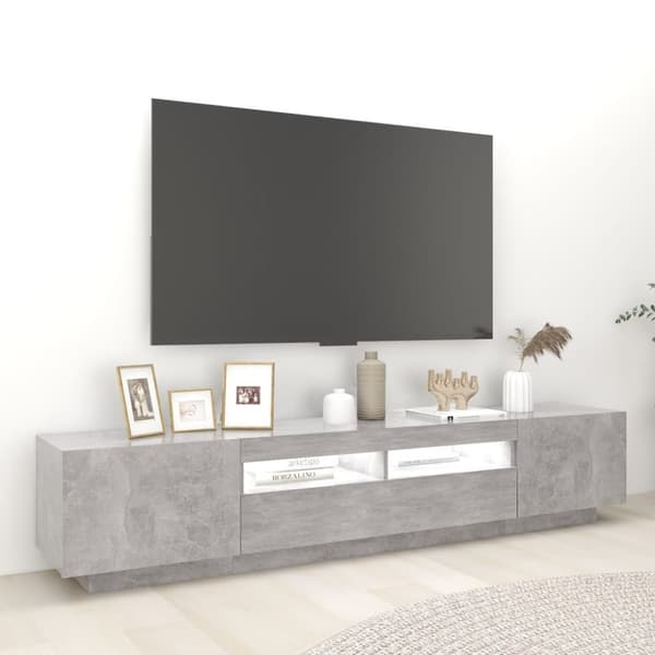 vidaXL TV-benk med LED-lys betonggrå 200x35x40 cm