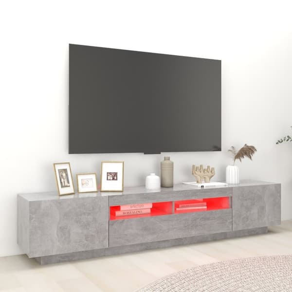 vidaXL TV-benk med LED-lys betonggrå 200x35x40 cm
