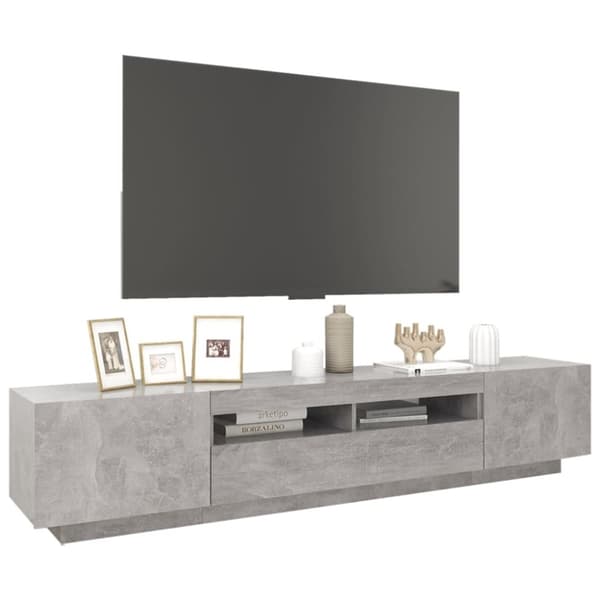 vidaXL TV-benk med LED-lys betonggrå 200x35x40 cm